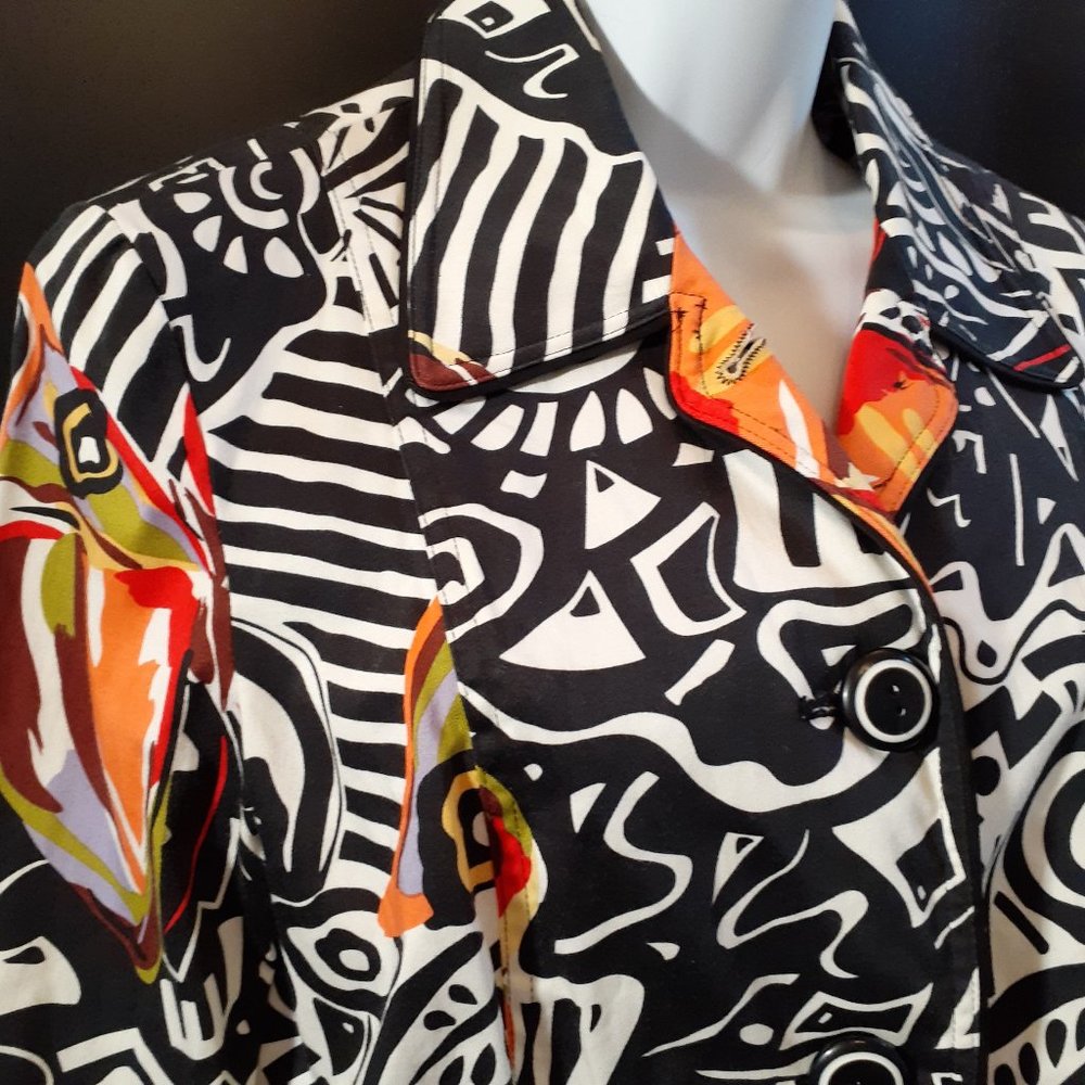 600 WEST Womens Jacket Blazer Geometric Abstract